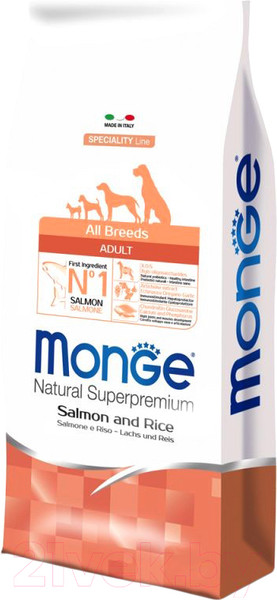 Изображение товара Сухой корм для собак Monge Speciality All Breeds Adult Salmon&Rice (2.5кг)