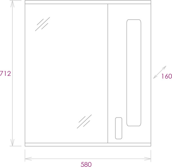 Изображение товара Шкаф с зеркалом для ванной Onika Кристалл 58.01 R (205818)