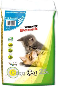Изображение товара Наполнитель для туалета Super Benek Corn Cat Морской бриз (25л/15.7кг)