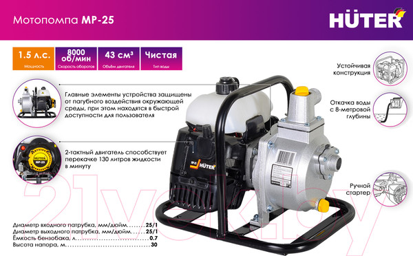 Изображение товара Мотопомпа Huter MP-25 (70/11/1)
