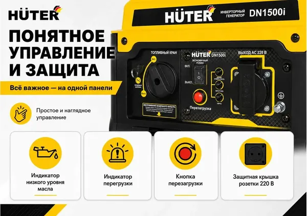 Изображение товара Инверторный генератор Huter DN1500i (64/10/4)