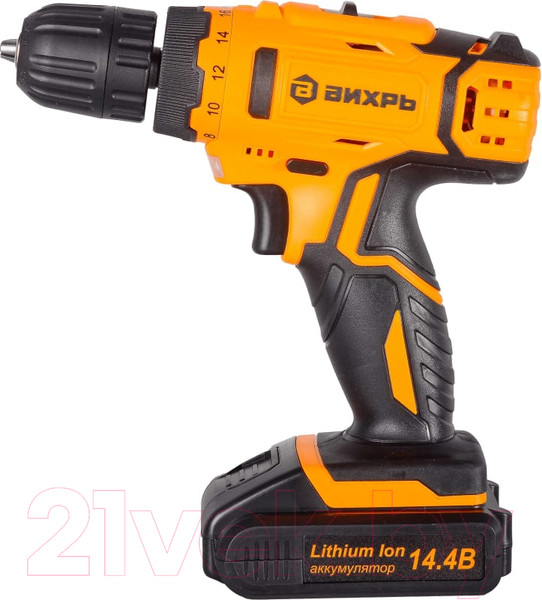 Изображение товара Аккумуляторная дрель-шуруповерт Вихрь ДА-14Л-2KА (ДА-14Л-2K) (72/14/20)