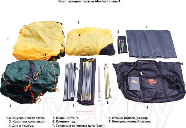 Изображение товара Палатка Alexika Indiana 4 / 9165.4401 (зеленый)