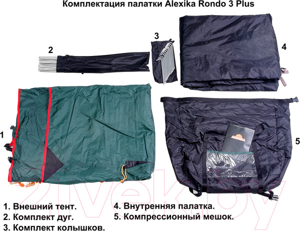 Изображение товара Палатка Alexika Rondo 3 Plus / 9123.3901 (зеленый)