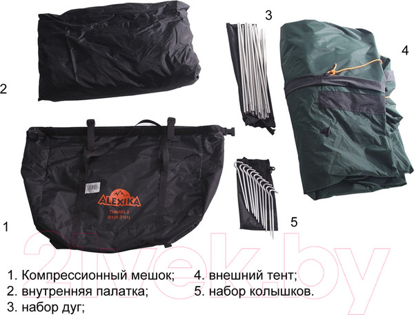 Изображение товара Палатка Alexika Tunnel 3 / 9125.3101 (зеленый)