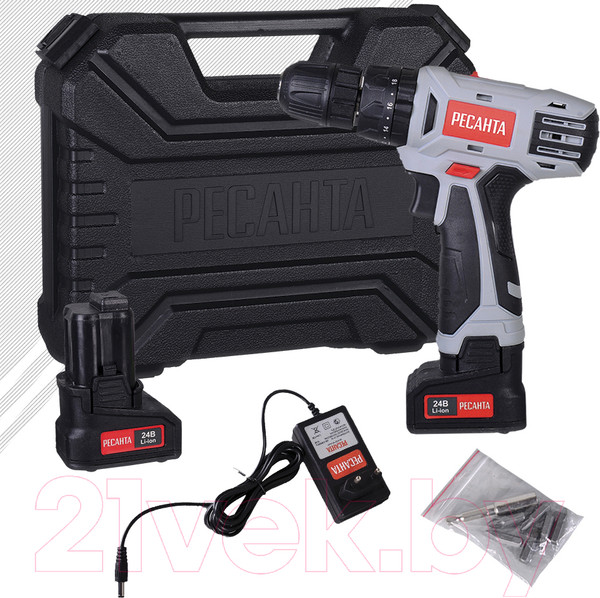 Изображение товара Аккумуляторная дрель-шуруповерт Ресанта ДА-24-2ЛК (75/14/7)