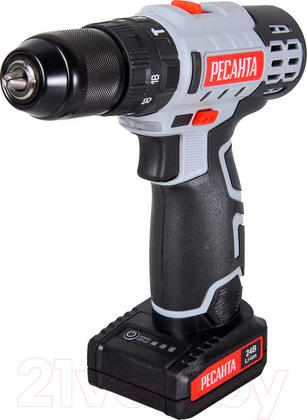 Изображение товара Аккумуляторная дрель-шуруповерт Ресанта ДА-24-2ЛК-У (75/14/8)