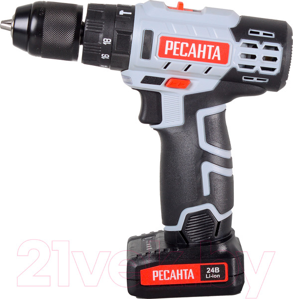 Изображение товара Аккумуляторная дрель-шуруповерт Ресанта ДА-24-2ЛК-У (75/14/8)