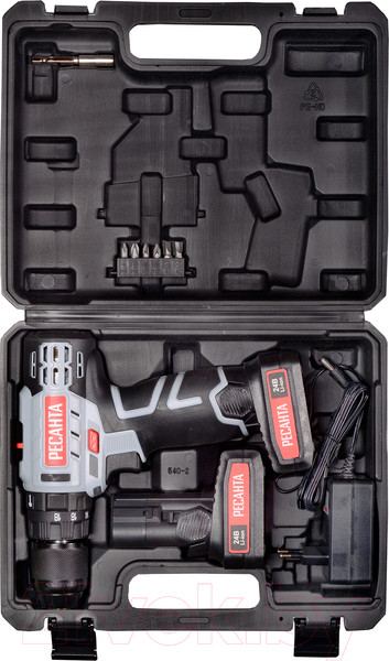 Изображение товара Аккумуляторная дрель-шуруповерт Ресанта ДА-24-2ЛК-У (75/14/8)