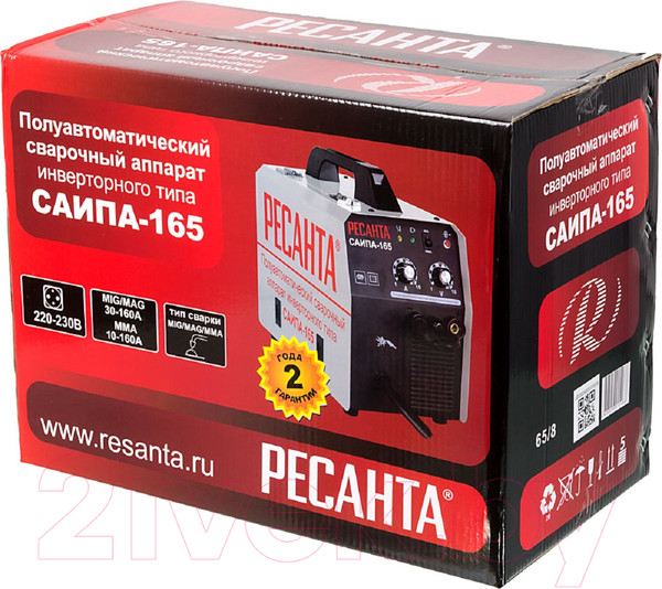 Изображение товара Полуавтомат сварочный Ресанта САИПА-165 MIG/MAG (65/8)