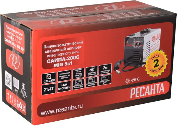 Изображение товара Полуавтомат сварочный Ресанта САИПА-200C MIG/MAG (65/56)