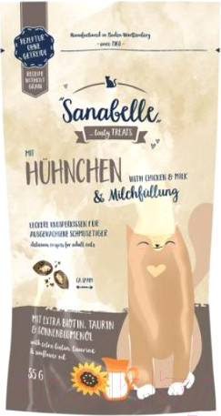 Изображение товара Лакомство для кошек Bosch Petfood Sanabelle Crispy pads. Chicken & Milk (55г)