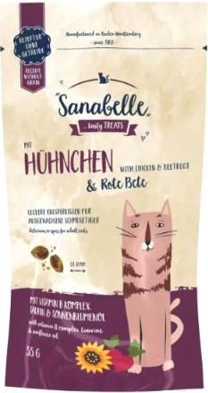 Изображение товара Лакомство для кошек Bosch Petfood Sanabelle Crispy pads. Beet & Chicken (55г)