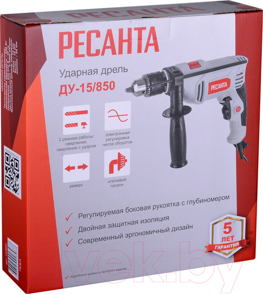 Изображение товара Дрель Ресанта ДУ-15/850 (75/8/3)