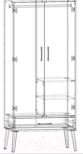 Изображение товара Шкаф ФорестДекоГрупп Сканди / ГН 028-03 (дуб крафт/белый)