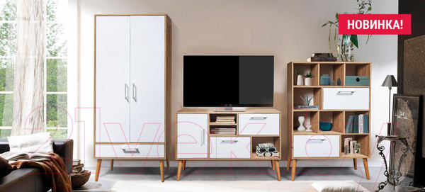 Изображение товара Стеллаж ФорестДекоГрупп Сканди / ГН 028-05 (дуб крафт/белый)