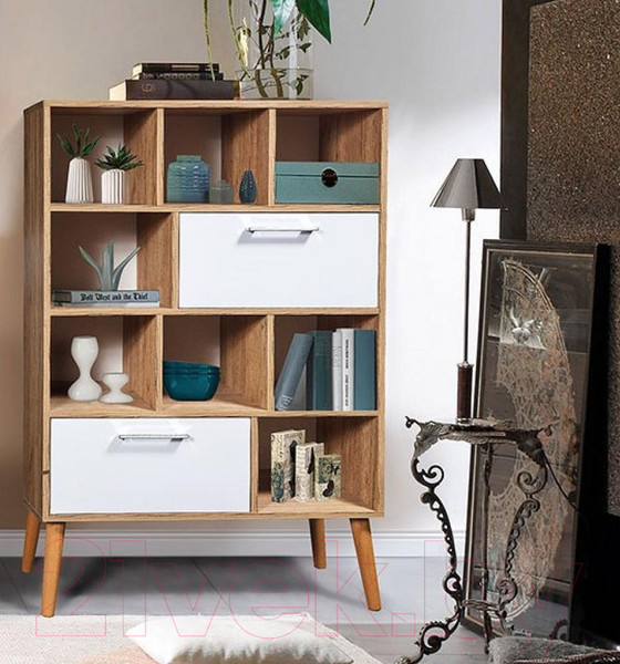 Изображение товара Стеллаж ФорестДекоГрупп Сканди / ГН 028-05 (дуб крафт/белый)