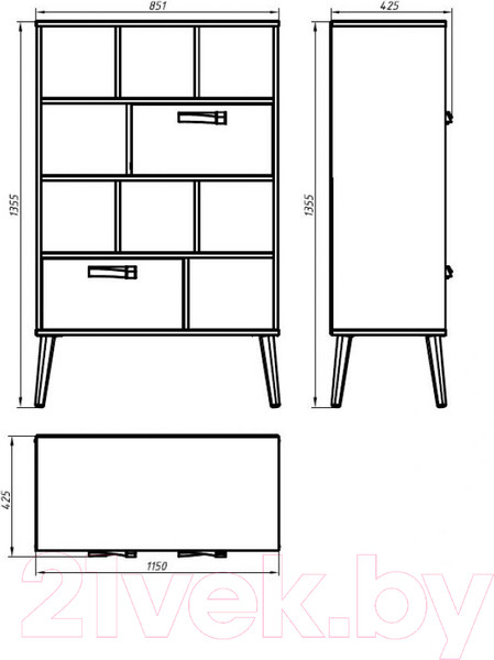 Изображение товара Стеллаж ФорестДекоГрупп Сканди / ГН 028-05 (дуб крафт/белый)