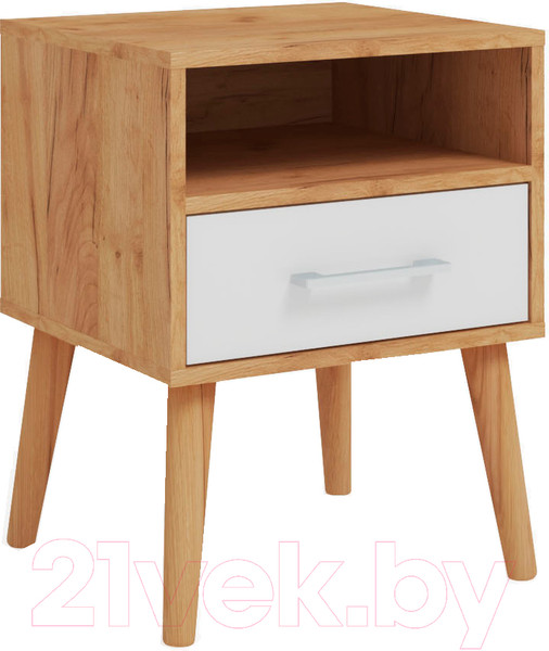 Изображение товара Прикроватная тумба ФорестДекоГрупп Сканди / ГН 028-12 (дуб крафт/белый)