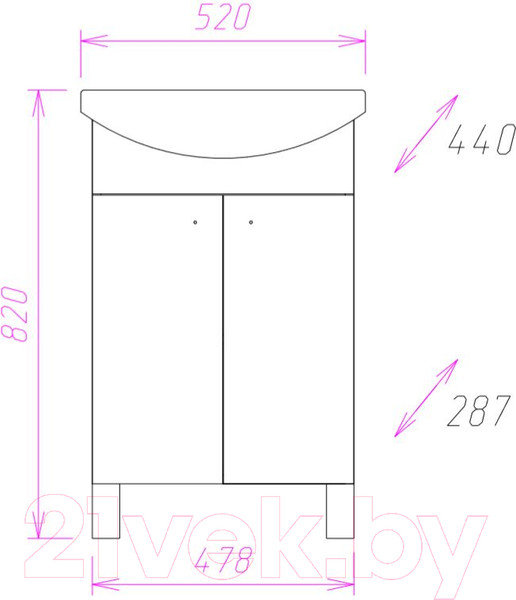 Изображение товара Тумба под умывальник Onika Крит 52.10 (105203)