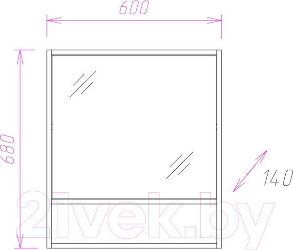 Изображение товара Шкаф с зеркалом для ванной Onika Натали 60.00 R (206061)