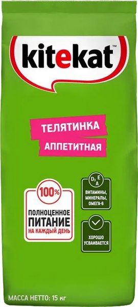Изображение товара Сухой корм для кошек Kitekat Телятинка аппетитная (15кг)