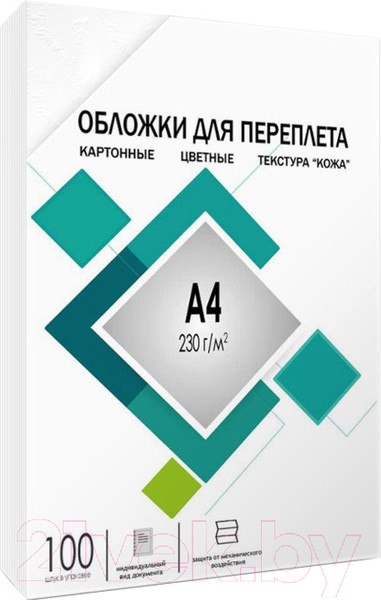 Изображение товара Обложки для переплета Гелеос CCA4W А4, под кожу (белый)