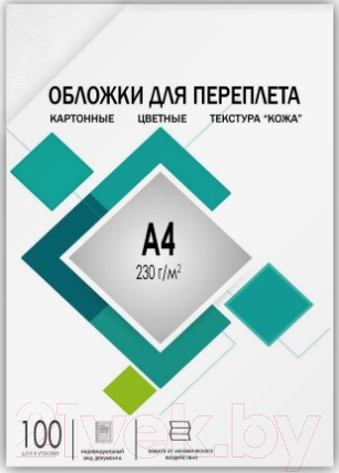 Изображение товара Обложки для переплета Гелеос CCA4W А4, под кожу (белый)