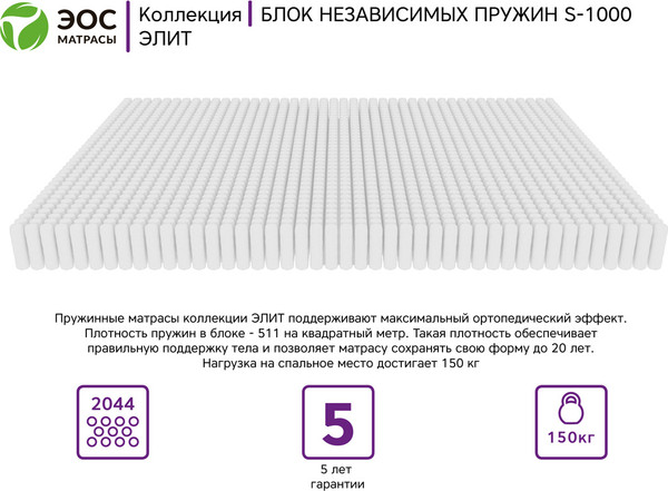 Изображение товара Матрас EOS Элит 4/5 90x190 (премиум Silver)