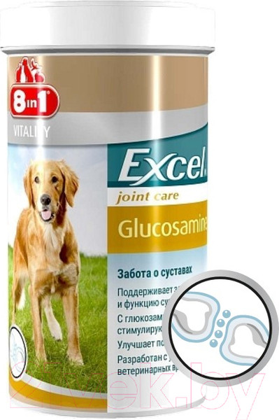 Изображение товара Кормовая добавка для животных 8in1 Exsel Glucosamine / 660890/121596 (110таб)