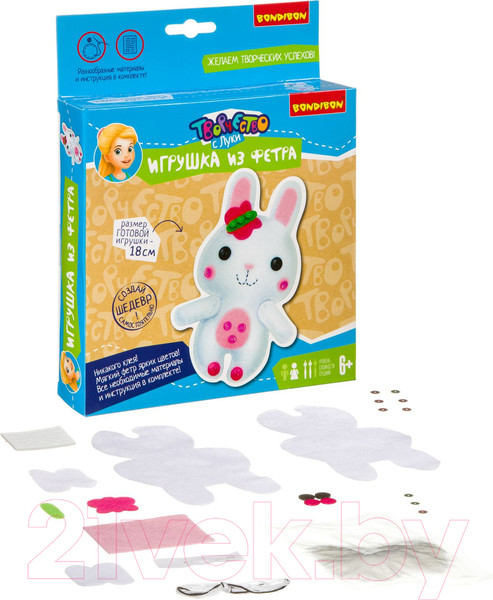Изображение товара Набор для творчества Bondibon Игрушка из фетра. Зайчик / ВВ3809