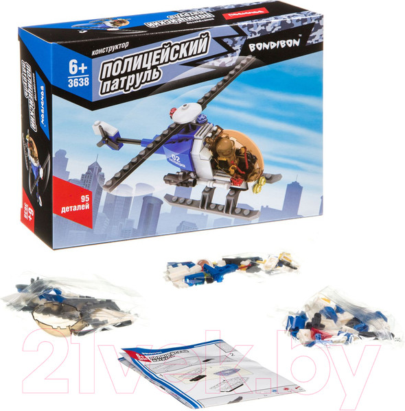 Изображение товара Конструктор Bondibon Полицейский патруль. Вертолет / ВВ3638