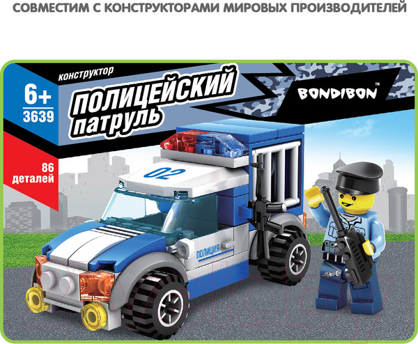 Изображение товара Конструктор Bondibon Полицейский патруль. Машина / ВВ3639