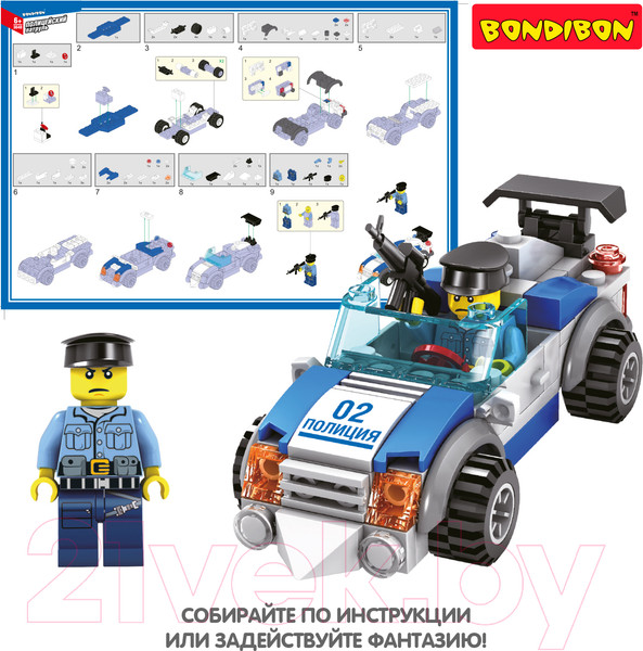 Изображение товара Конструктор Bondibon Полицейский патруль. Машина / ВВ3640