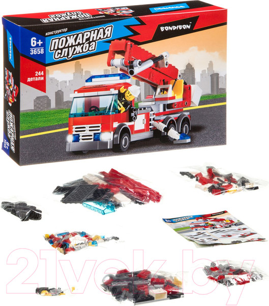 Изображение товара Конструктор Bondibon Пожарная Служба. Пожарная машина / ВВ3658