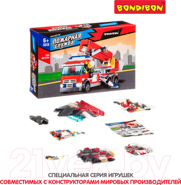 Изображение товара Конструктор Bondibon Пожарная Служба. Пожарная машина / ВВ3658
