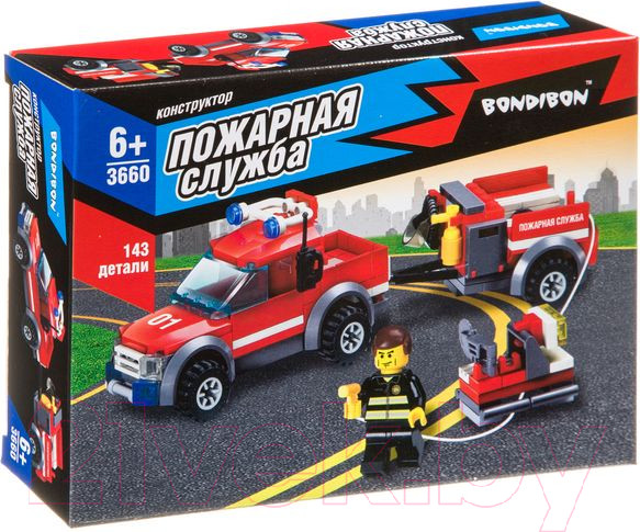 Изображение товара Конструктор Bondibon Пожарная служба. Машина с прицепом / ВВ3660
