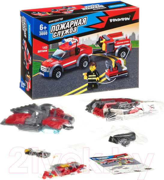 Изображение товара Конструктор Bondibon Пожарная служба. Машина с прицепом / ВВ3660