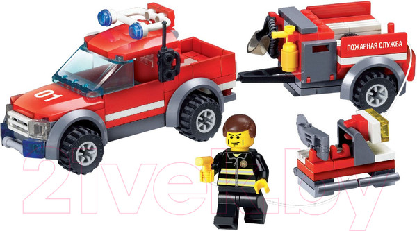 Изображение товара Конструктор Bondibon Пожарная служба. Машина с прицепом / ВВ3660