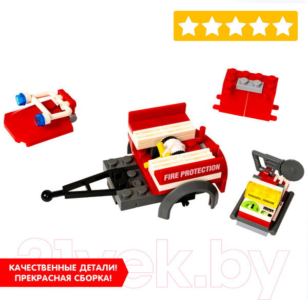 Изображение товара Конструктор Bondibon Пожарная служба. Машина с прицепом / ВВ3660