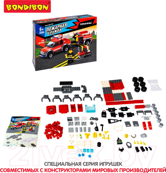 Изображение товара Конструктор Bondibon Пожарная служба. Машина с прицепом / ВВ3660