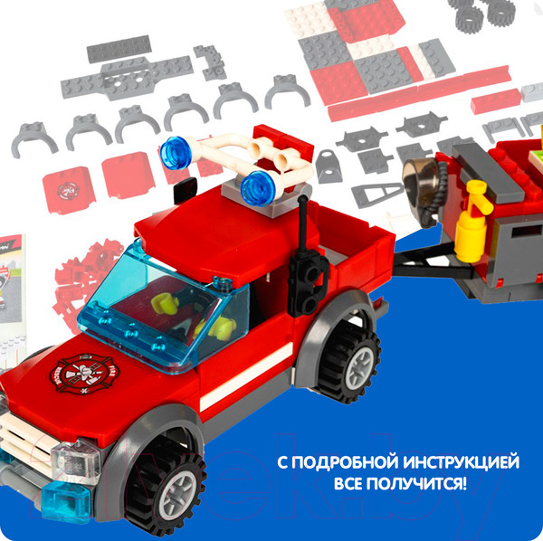 Изображение товара Конструктор Bondibon Пожарная служба. Машина с прицепом / ВВ3660