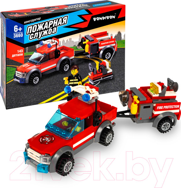 Изображение товара Конструктор Bondibon Пожарная служба. Машина с прицепом / ВВ3660