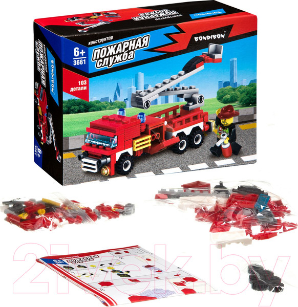 Изображение товара Конструктор Bondibon Пожарная служба. Пожарная машина / ВВ3661