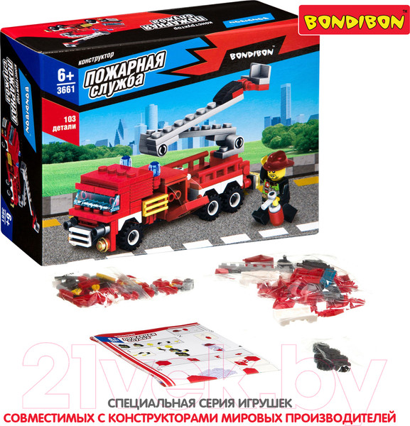 Изображение товара Конструктор Bondibon Пожарная служба. Пожарная машина / ВВ3661