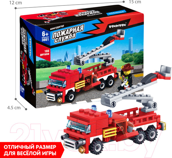 Изображение товара Конструктор Bondibon Пожарная служба. Пожарная машина / ВВ3661