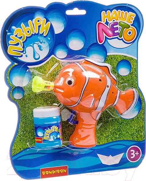 Изображение товара Набор мыльных пузырей Bondibon Наше Лето. Пистолет для мыльных пузырей. Рыбка / ВВ2778