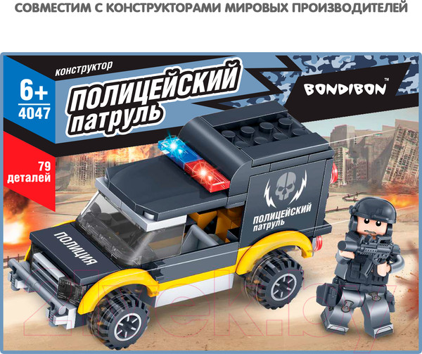 Изображение товара Конструктор Bondibon Полицейский патруль. Машина / ВВ4047