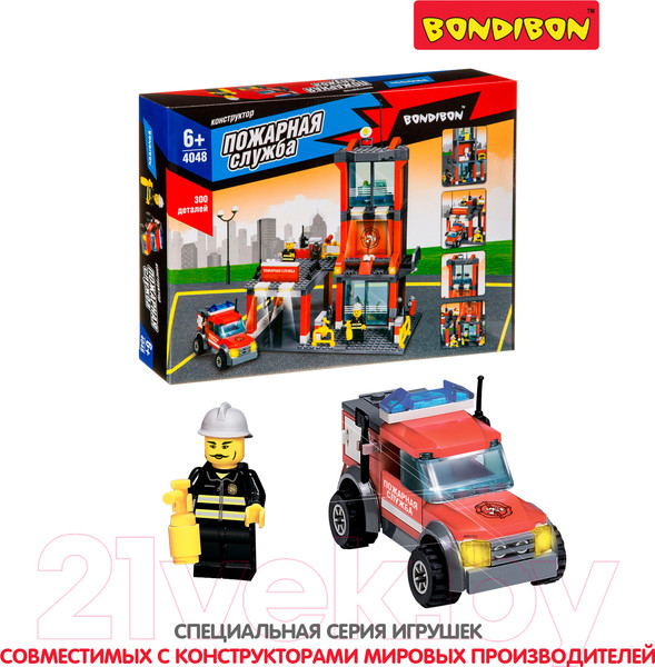 Изображение товара Конструктор Bondibon Пожарная служба. Пожарная станция / ВВ4048
