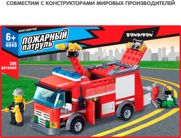 Изображение товара Конструктор Bondibon Пожарная служба. Пожарная машина / ВВ4049